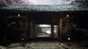 Black Myth Wukong Ancient Village Scene Wallpaper