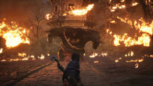 Black Myth Wukong Fiery Battle Scene Wallpaper