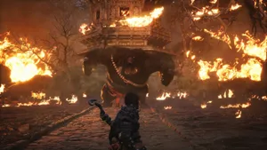 Black Myth Wukong Fiery Battle Scene Wallpaper