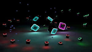 Black Neon Hd Cubes Wallpaper