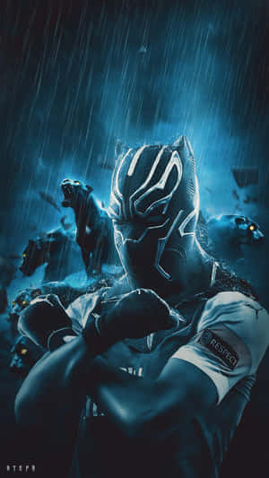 Black Panther Hero Under The Rain Wallpaper