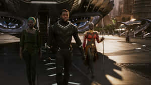 Black Pantherand Guardians Wakanda Walk Wallpaper