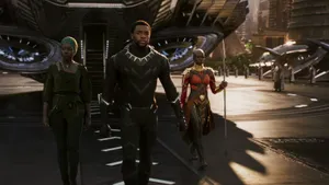 Black Pantherand Guardians Wakanda Walk Wallpaper