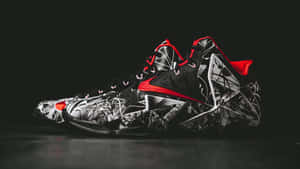 Black Red Basketball Shoes Side View Wallpaper