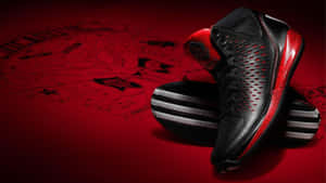 Black Red Basketball Shoeson Red Background Wallpaper