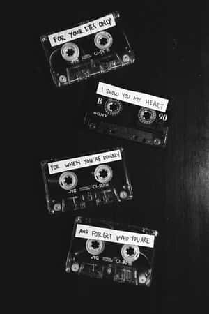 Black Retro Cassette Tapes Wallpaper