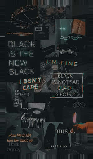 Black Retro Quote Collage Wallpaper