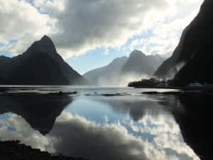 Black Rock Faces Milford Sound Wallpaper