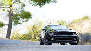 Black Shelby G T500 Parked Outdoors Wallpaper