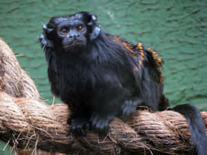 Black Tamarin On Rope Wallpaper