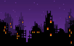 Black-violet Themed 8 Bit Wallpaper