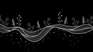 Black White Floral Waves Art Wallpaper