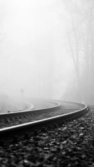 Black White Iphone Train Tracks Wallpaper
