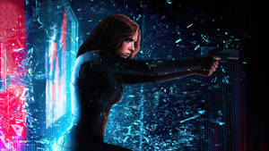 Black Widow Pointing Gun 4k Wallpaper