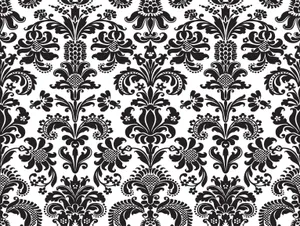 Blackand White Damask Pattern Wallpaper