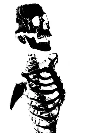 Blackand White Skeletal Figure Wallpaper