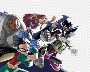 Blackfire Standing With Teen Titans Squad Wallpaper