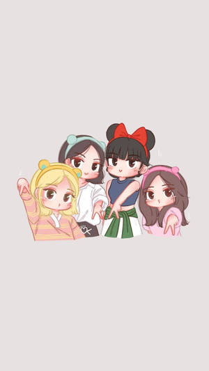 Blackpink Cartoon Colorful Headdress Wallpaper