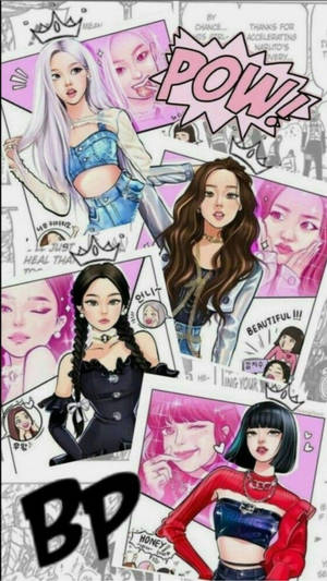 Blackpink Cartoon Comics Wallpaper