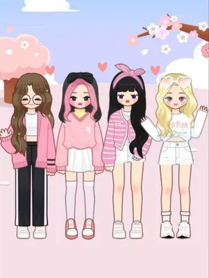 Blackpink Cartoon Dolls Wallpaper