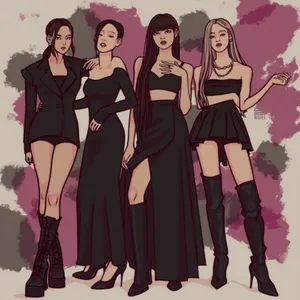 Blackpink Cartoon The Album Jacket Wallpaper