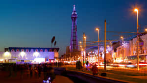 Blackpool Tower And City Lights At Night Desktop Wallpaper