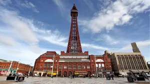 Blackpool Tower Beneath Cloudy Sky Desktop Wallpaper