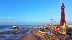 Blackpool Tower Beneath The Blue Sky Wallpaper