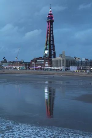 Blackpool Tower Beneath The Cloudy Sky Phone Wallpaper
