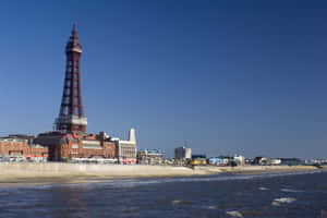 Blackpool Tower Blue Aesthetic Desktop Wallpaper