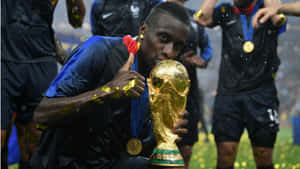 Blaise Matuidi Celebrating Victory At The French World Cup Wallpaper