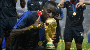 Blaise Matuidi Celebrating Victory At The French World Cup Wallpaper