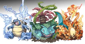 Blastoise, Evolved Ivysaur, And Charmeleon Wallpaper