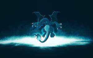 Blaze Through The Night With The Fiery Illuminating Mega Charizard X Wallpaper