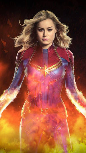 Blazing Captain Marvel Iphone Wallpaper