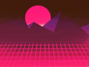 Blazing Pink Mountain Landscape 80s Aesthetic Wallpaper