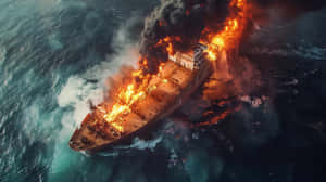 Blazing_ Vessel_at_ Sea.jpg Wallpaper