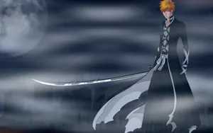 Bleach Ichigo Foggy Moon Wallpaper