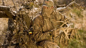 Blend In With Nature In Stylish Camouflage Hunting Gear. Wallpaper