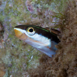 Blenny Peeking Out From Coral Reef Wallpaper