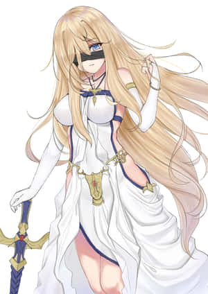 Blindfolded Sword Maiden Anime Art Wallpaper