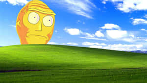 Bliss Landscape With Cartoon Head Wallpaper