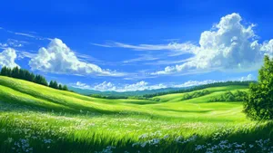 Blissful Green Meadow Wallpaper
