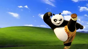 Blissful Panda Kick Wallpaper