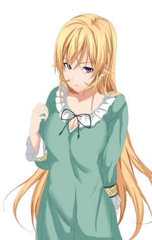 Blonde Anime Character Green Dress Wallpaper