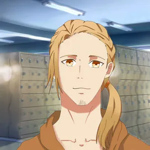 Blonde Anime Character Locker Room Background Wallpaper
