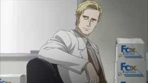 Blonde Anime Character Office Setting Wallpaper