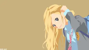 Blonde Anime Character Tying Hair Wallpaper