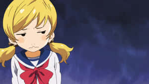 Blonde Anime Character Upset Expression Wallpaper