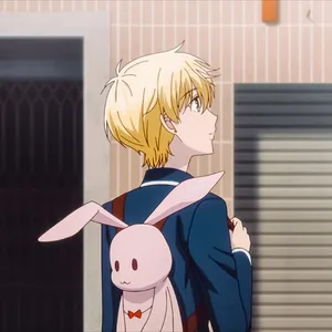 Blonde Anime Character With Bunny Backpack Wallpaper